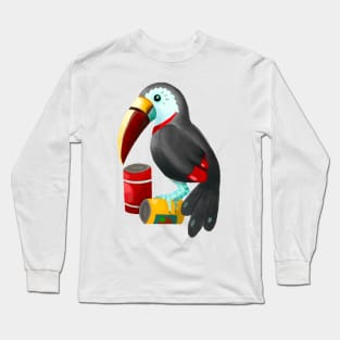 Punny Toucan Bird on Two Cans Long Sleeve T-Shirt